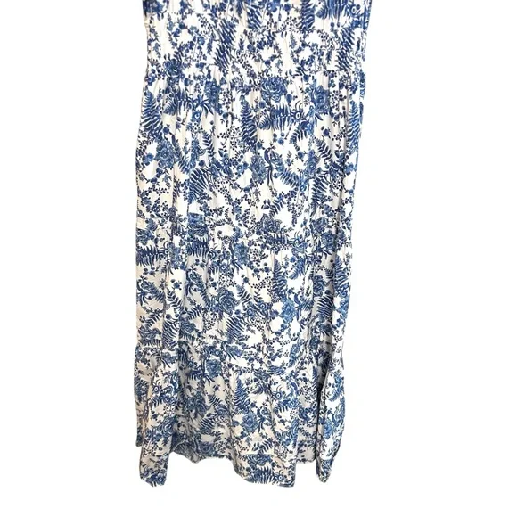 Anthropologie 1X somerset maxi dress toile French blue floral print cottagecore